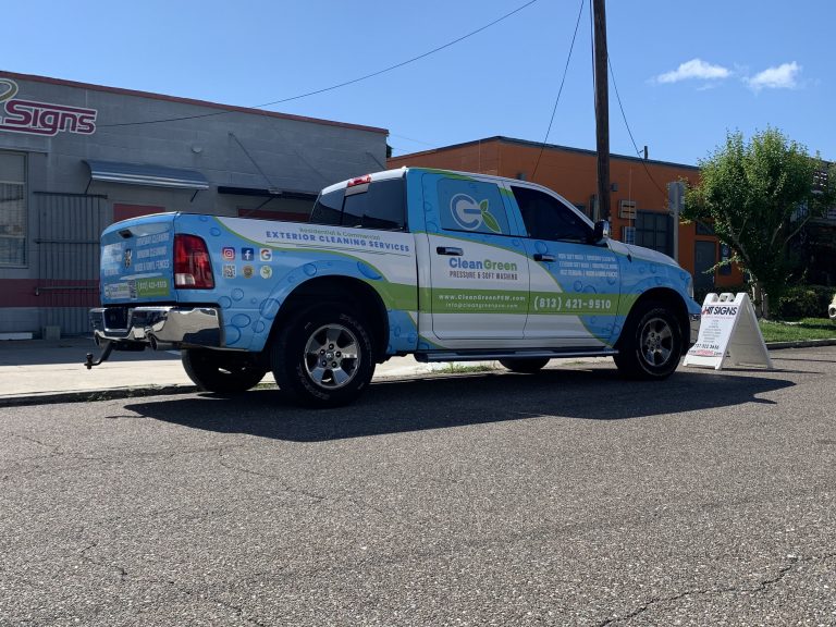 Clean Green, a respected pressure washing company based in Tampa Bay, approached us with a vision: to make their Dodge Ram not only a utility vehicle but also a moving representation of their brand.